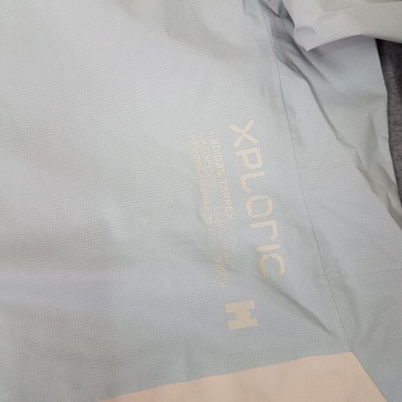 ADIDAS Terrex Xploric Rain.Rdy Hiking Jacket Womens Size LARGE Grey Beige - Picture 4 of 11